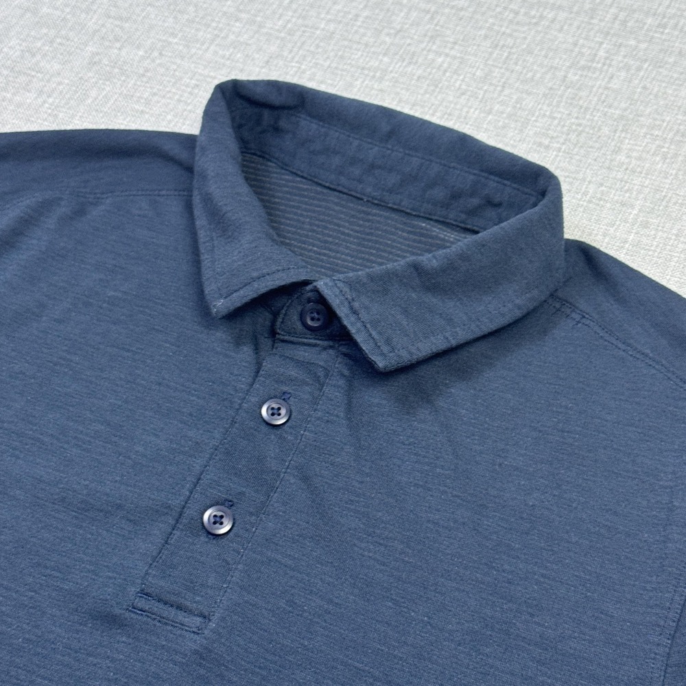 Lululemon Polo Shirt Mens Small Blue Short Sleeve Breathable Athleisure